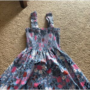 Kate Spade Garden Posy Smocked Mini  Dress Blue White Cat XS